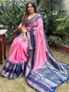 Soft Silk Saree With Gold Zari Chex Work