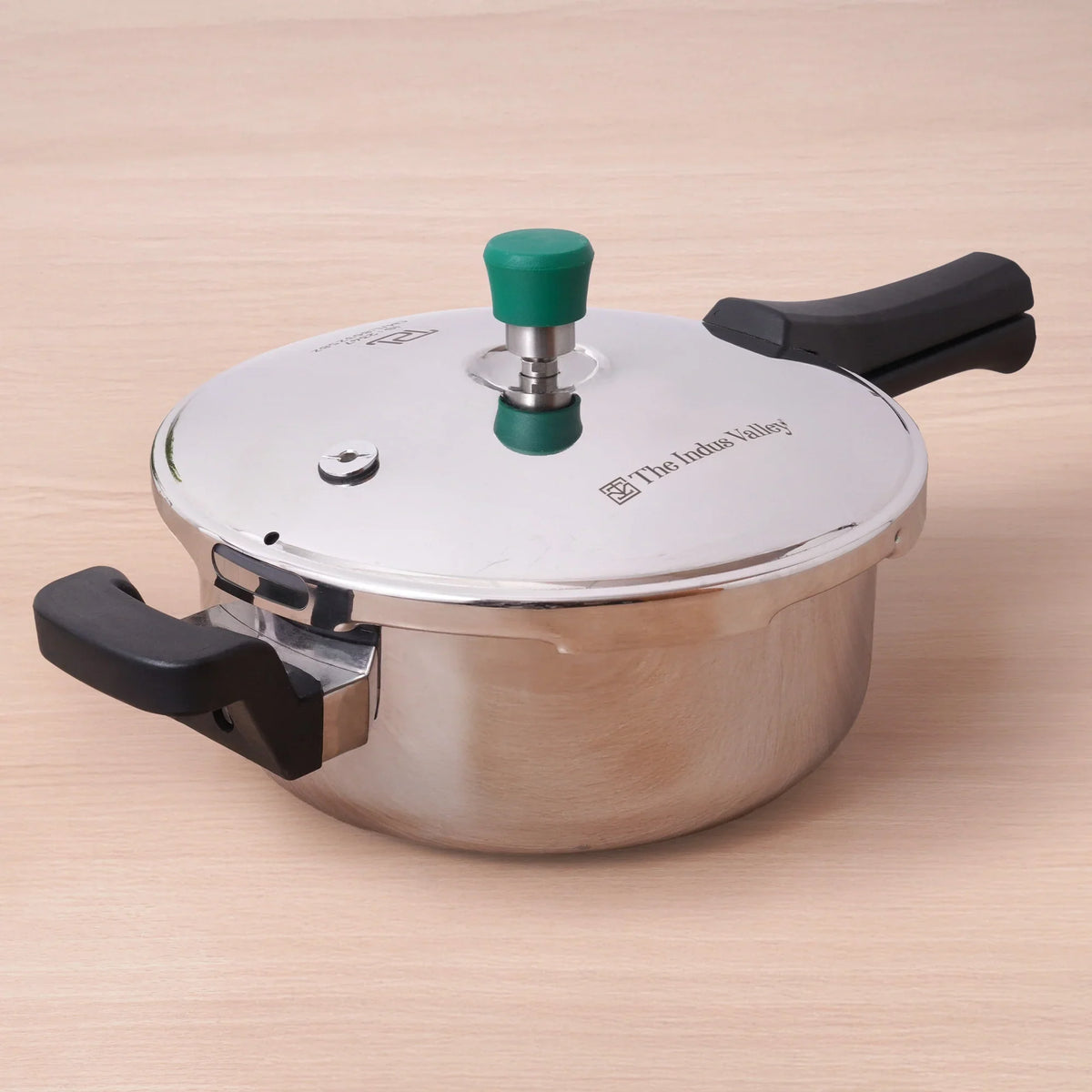 The Indus Valley Tri-ply Stainless Steel Pressure Pan, Premium Quality, 3 Layer Thick Body, Heavy Bottom, 100% Food-safe, ISI Certified, Induction & Gas, 3.5/5L