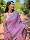 Salvia Lavender Pure Viscose Dyed Saree