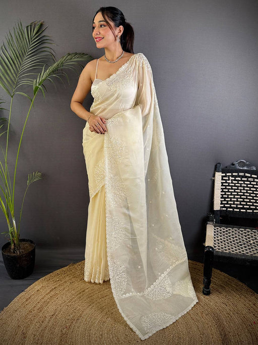 Ethereal White Soft Chiffon Saree