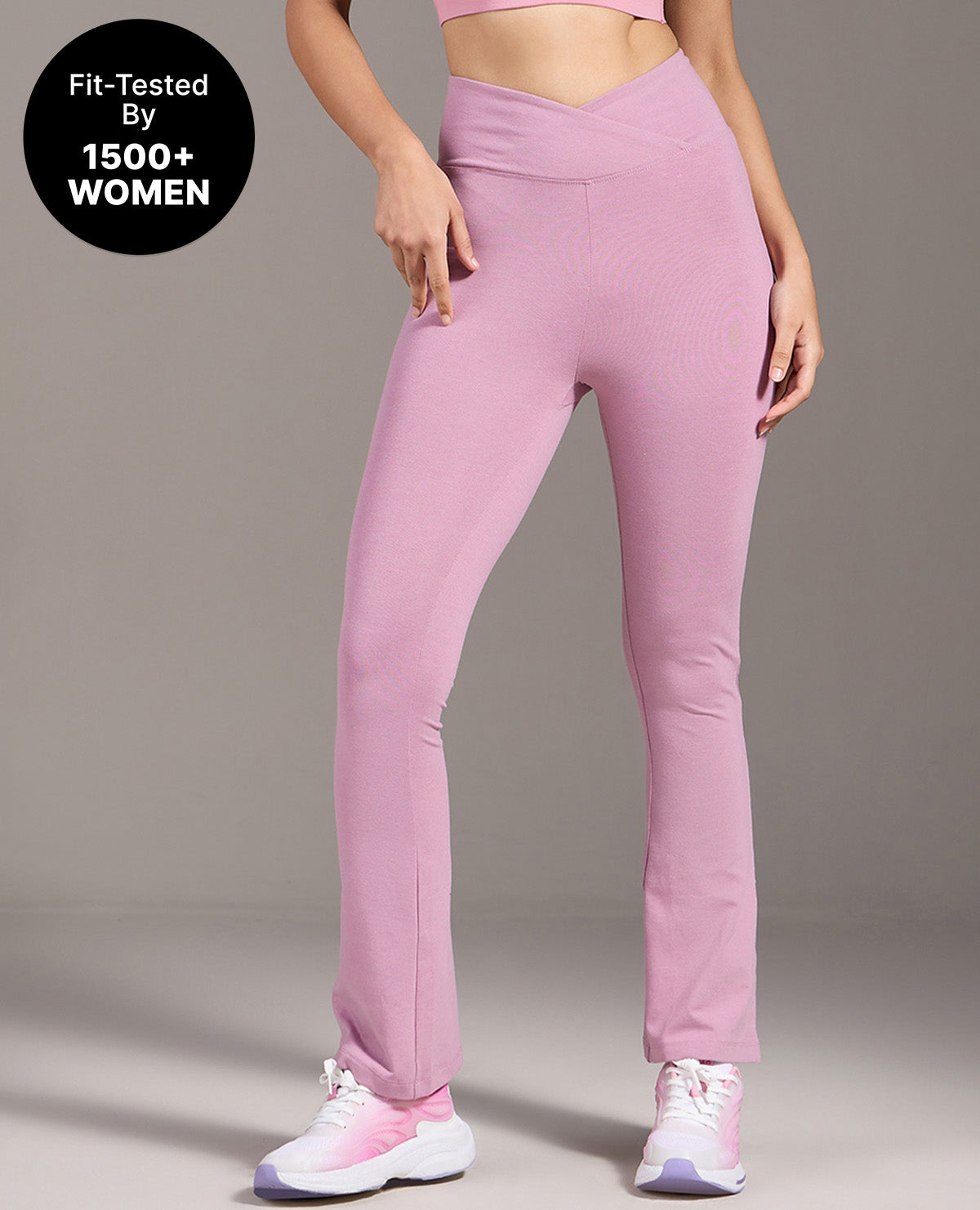 Kica Criss Cross Cotton Flare Comfort Pants Pink