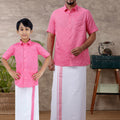 Like Father Like Son Half Sleeves Combo Set Pink