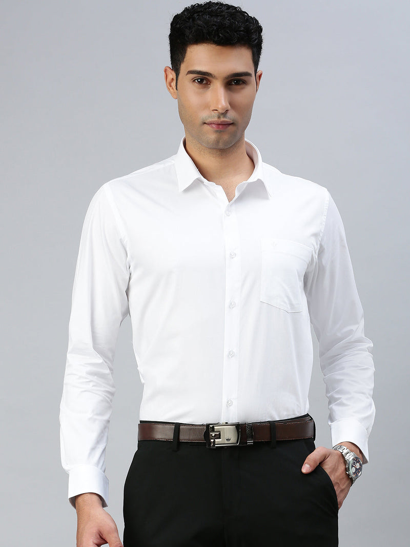 Men 100% Cotton Starch Finish White Shirt Cool Cotton