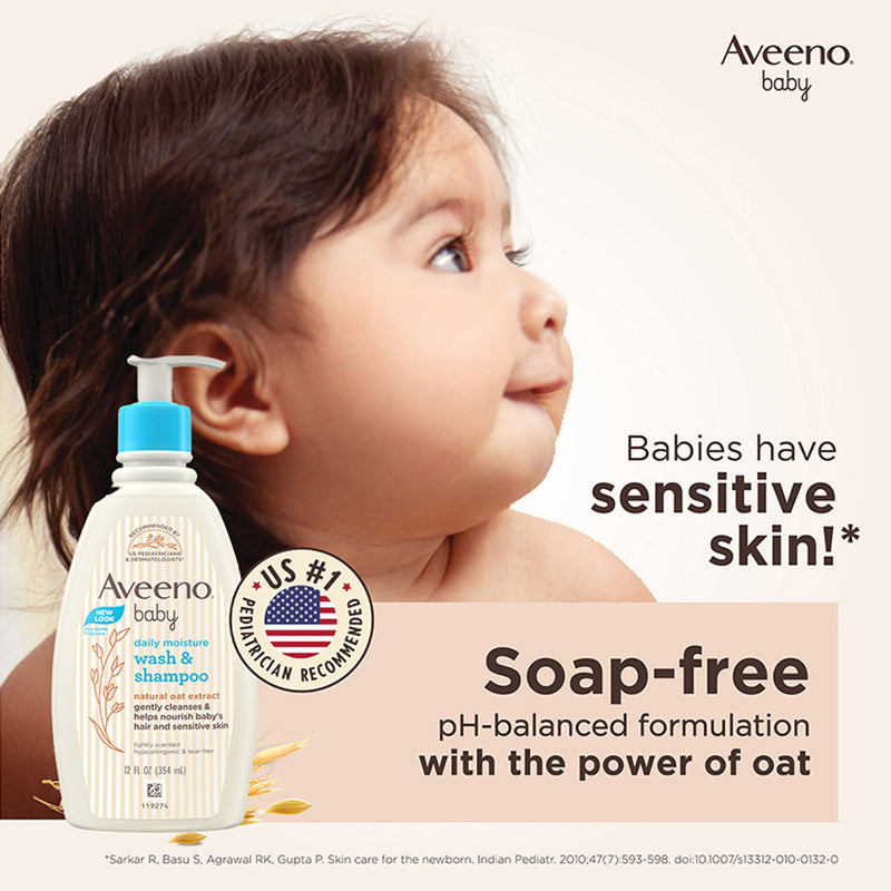 Aveeno Baby Daily Moisturizing Lotion & Wash Shampoo Combo | Dry, Itchy & Sensitive Skin