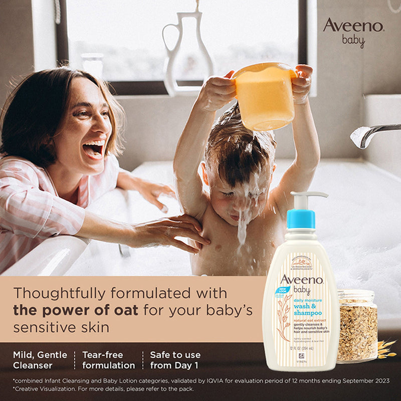 Aveeno Baby Daily Moisturizing Lotion & Wash Shampoo Combo | Dry, Itchy & Sensitive Skin