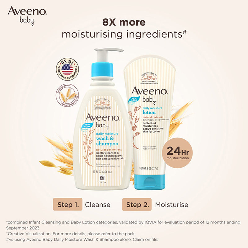 Aveeno Baby Daily Moisturizing Lotion & Wash Shampoo Combo | Dry, Itchy & Sensitive Skin