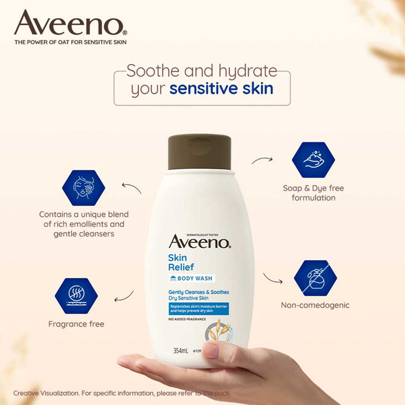 Aveeno Skin Relief Body Wash & Lotion Combo| Cleanser & Moisturizer for Dry, Itchy & Sensitive Skin