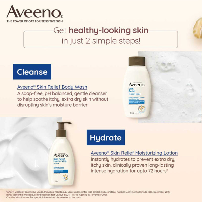 Aveeno Skin Relief Body Wash & Lotion Combo| Cleanser & Moisturizer for Dry, Itchy & Sensitive Skin