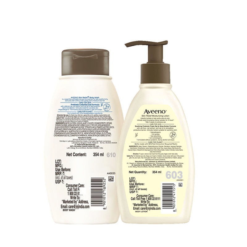 Aveeno Skin Relief Body Wash & Lotion Combo| Cleanser & Moisturizer for Dry, Itchy & Sensitive Skin
