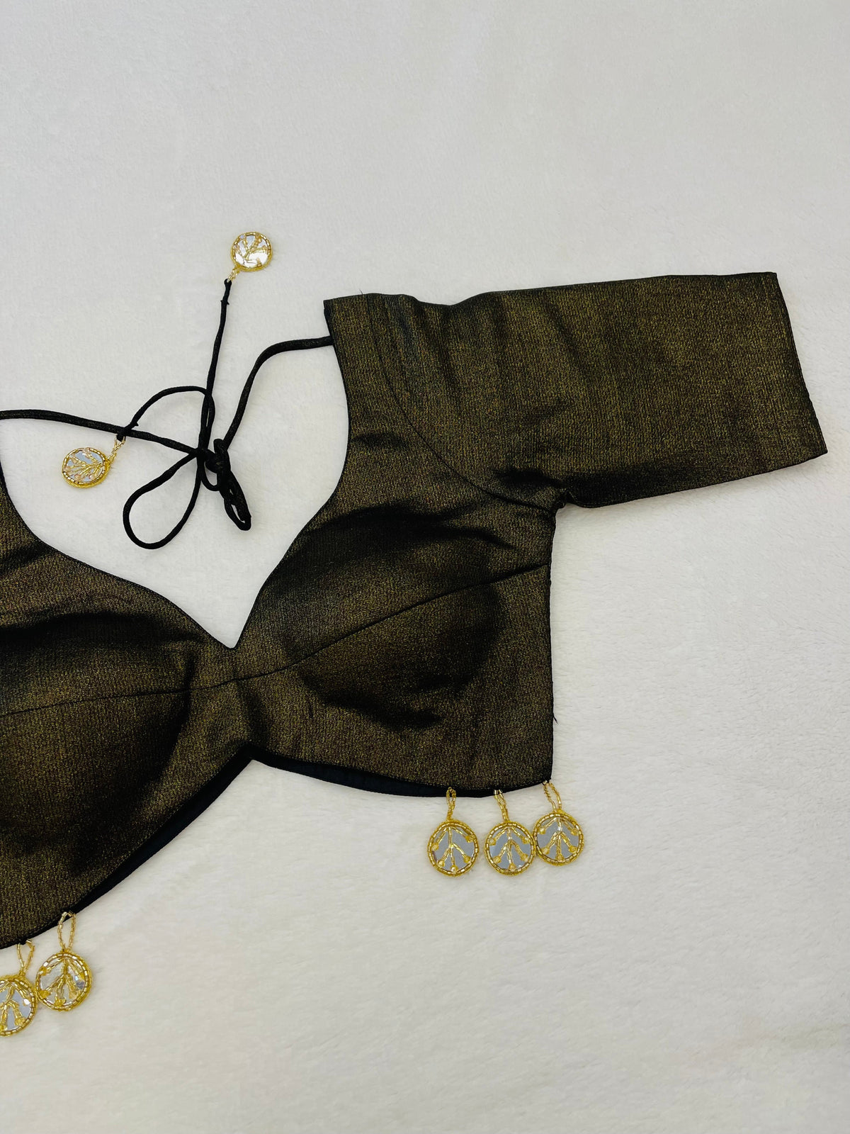 Divine Black Golden Sleeve party Wear Blouse