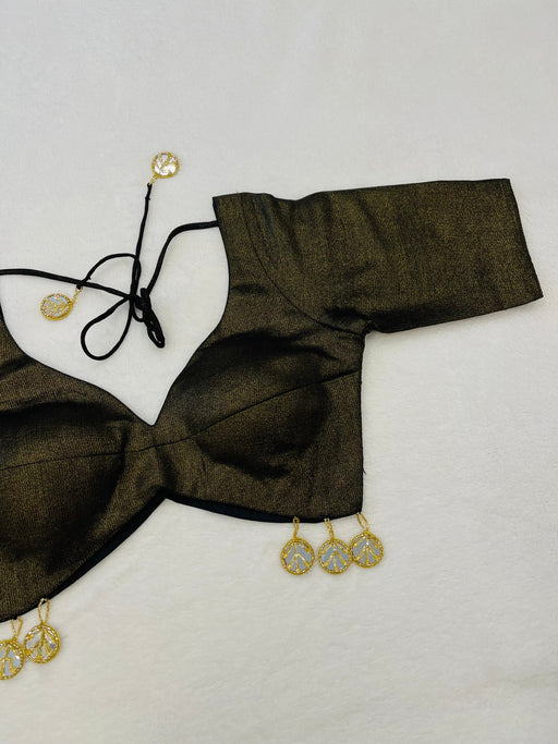 Divine Black Golden Sleeve party Wear Blouse