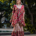 Fusion Floral Handblock Gota Sharara Set
