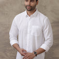 Men RR Linen Cotton White Shirt