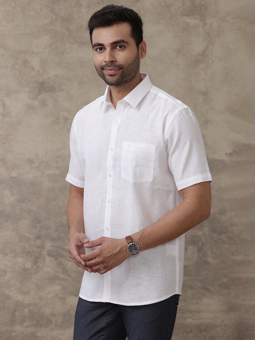Men RR Linen Cotton White Shirt