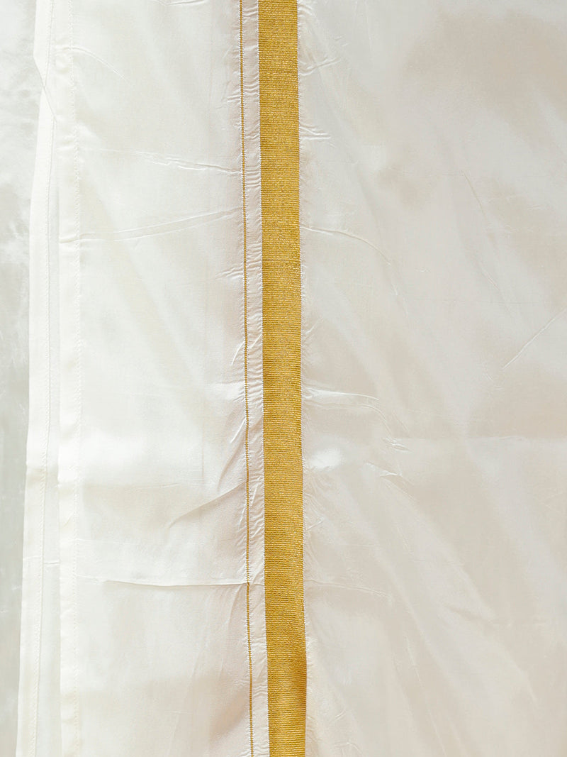 Men Olive Green Full Sleeves Shirt with Art Silk Double Layer Dhoti Combo PS1