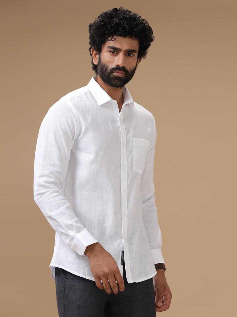 Men Pure Linen White Shirt 5544
