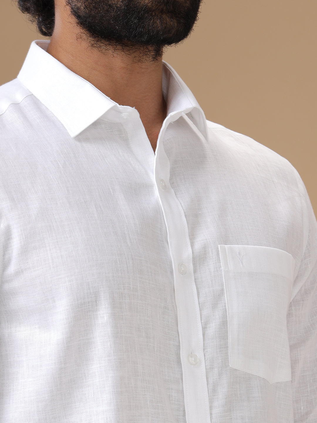 Men Pure Linen White Shirt 5544