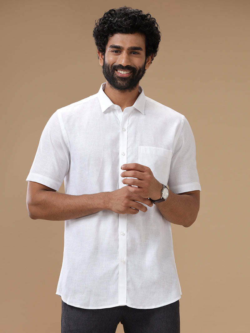 Men Pure Linen White Shirt 5544