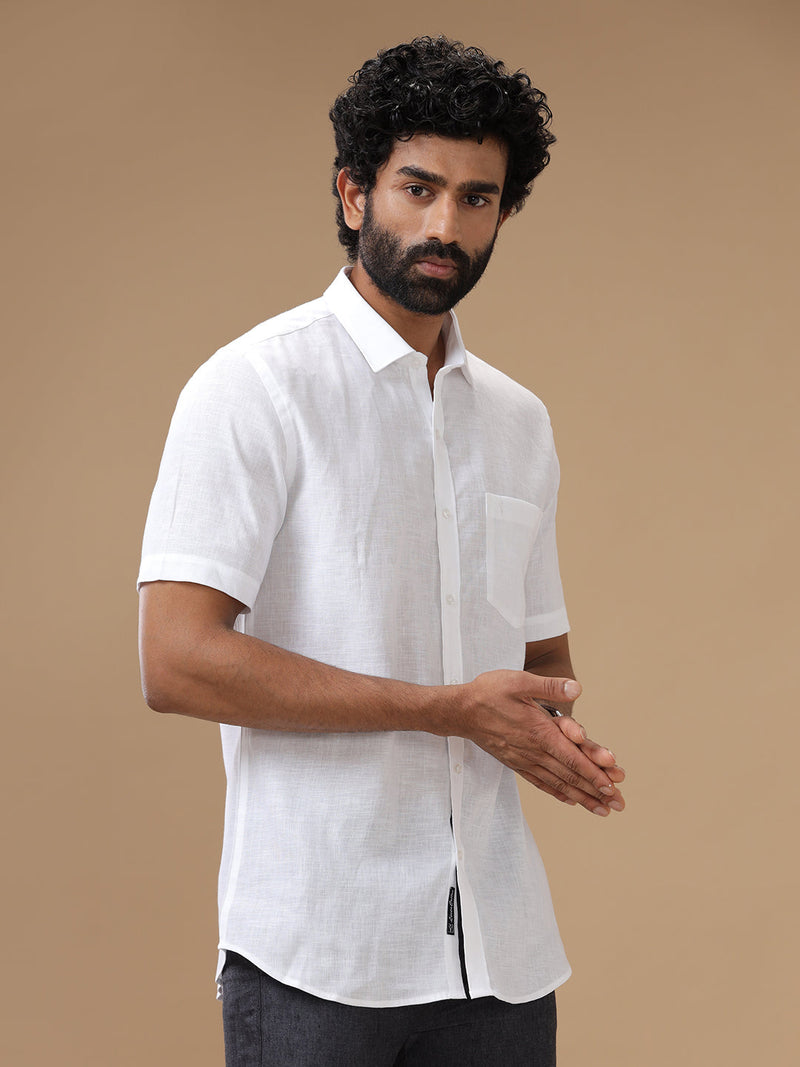 Men Pure Linen White Shirt 5544