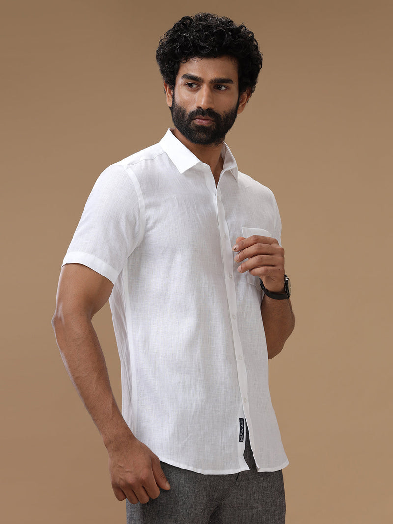 Men Pure Linen White Shirt 5605
