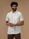 Men Pure Linen Cream Shirt L38