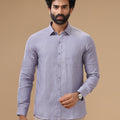 Men Pure Linen  Purple Shirt L108