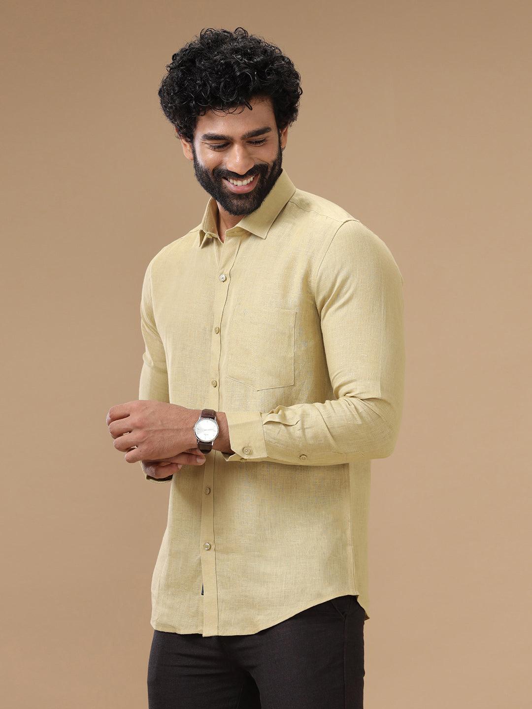 Men Pure Linen Sandal Shirt L112
