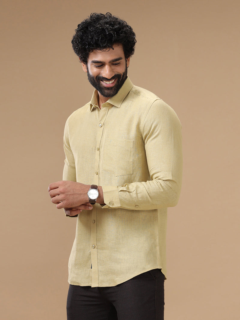 Men Pure Linen Sandal Shirt L112