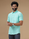 Men Pure Linen Light Blue Shirt L13