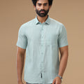 Men Pure Linen Blue Shirt L105