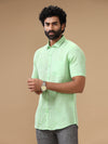 Men Pure Linen Green Shirt L25