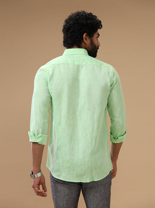 Men Pure Linen Green Shirt L25