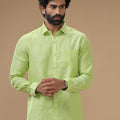 Men Pure Linen Green Shirt L34