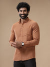 Men Pure Linen Brown Shirt L115