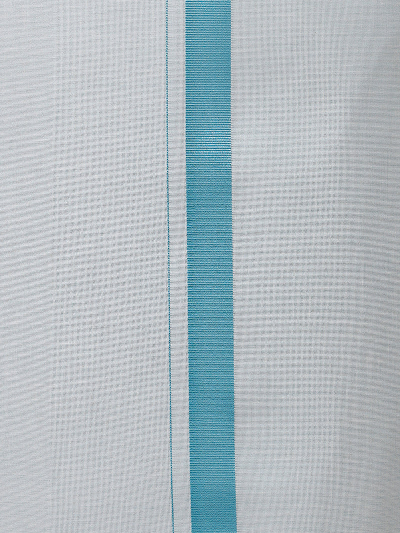 Men Tissue Cyan Dhoti & Half Sleeves Shirt Set