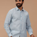 Men Cotton Rich Shirt Blue T51 AAT3