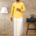 Men Matching Dhoti & Full Sleeves Shirt Set Lite Yellow CC3