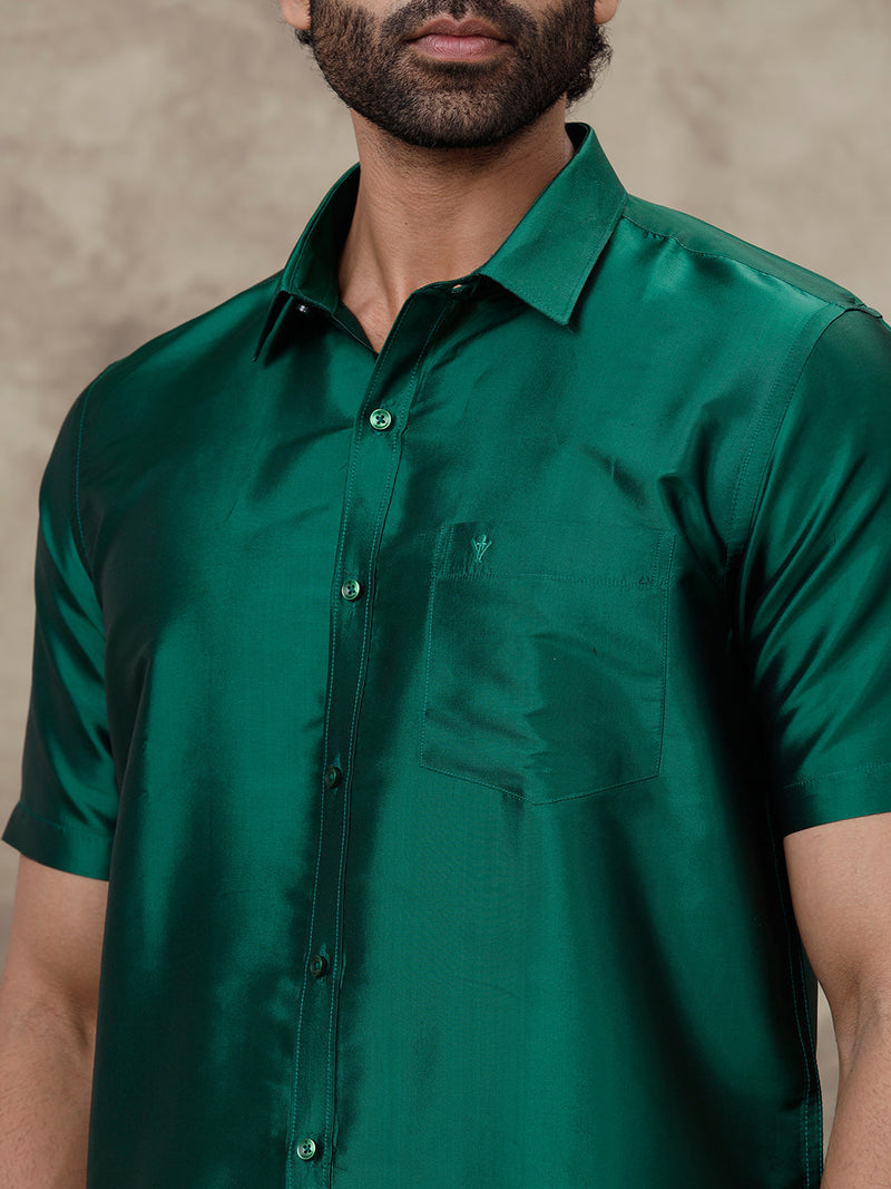 Men Silk Feel Dark Green Colour Shirt SFC06