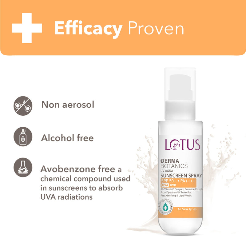 Lotus DermaBotanics 3% Vitamin C Complex + Ceramide Complex UV Aqua Sunscreen Spray SPF 50 + PA++++