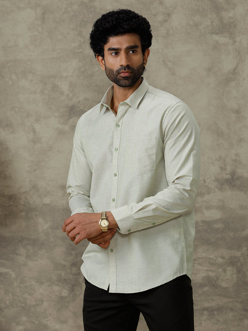 Men Cotton Rich Shirt Green Trendy 8 YH1