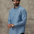 Men Cotton Rich Shirt Deep Blue Trendy 8 YH6