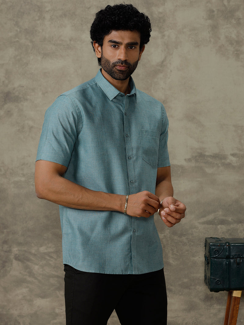 Men Cotton Rich Shirt Pine Green Trendy 8 YH5