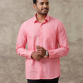 Men Linen Cotton Shirt Light Pink LF2