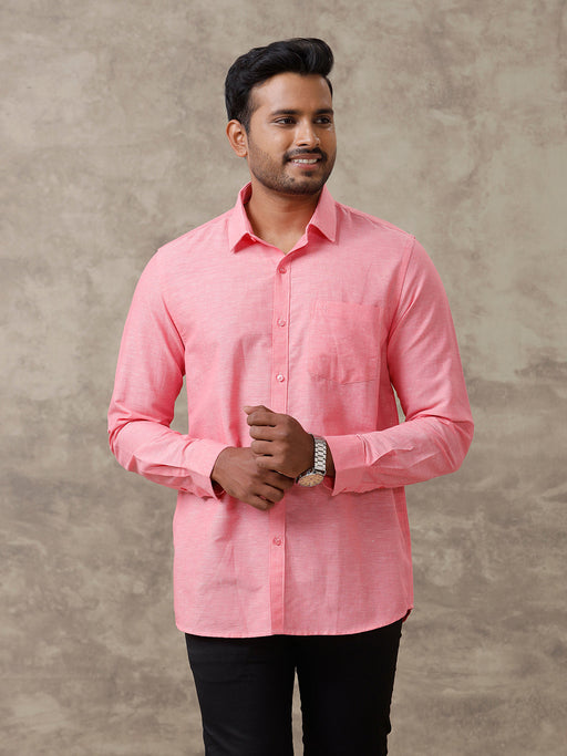 Men Linen Cotton Shirt Light Pink LF2