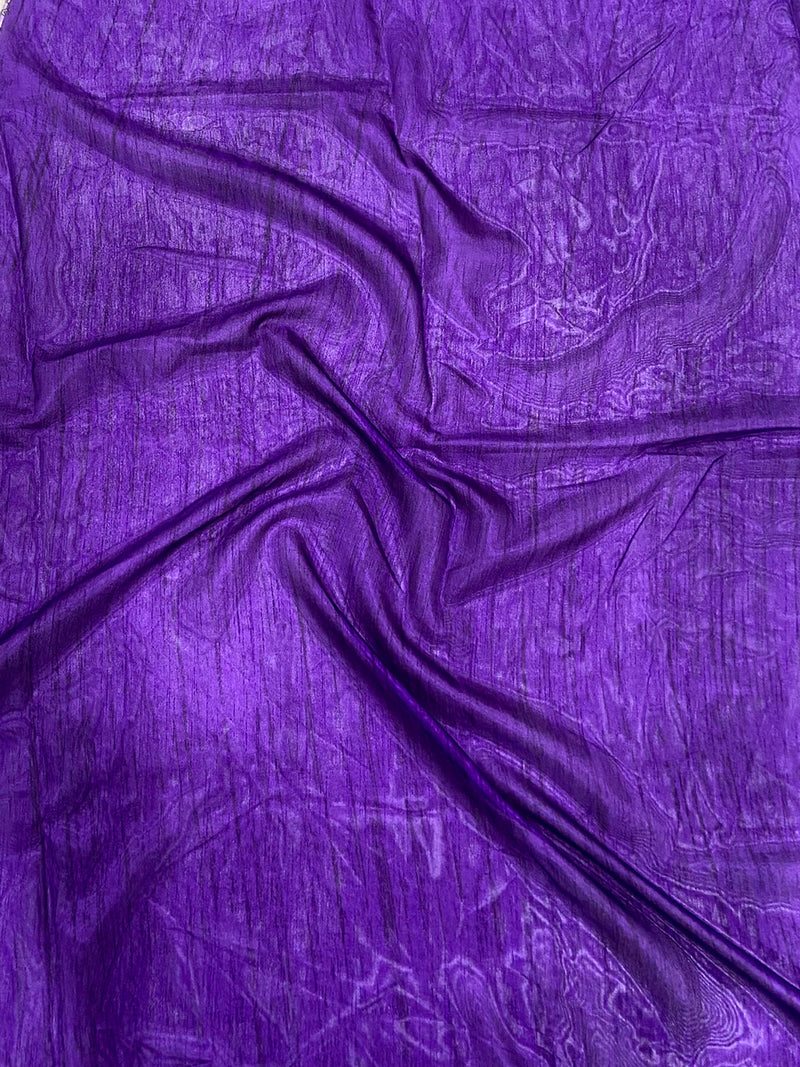 Purple Dola Silk Pen Kalamkari Print Saree