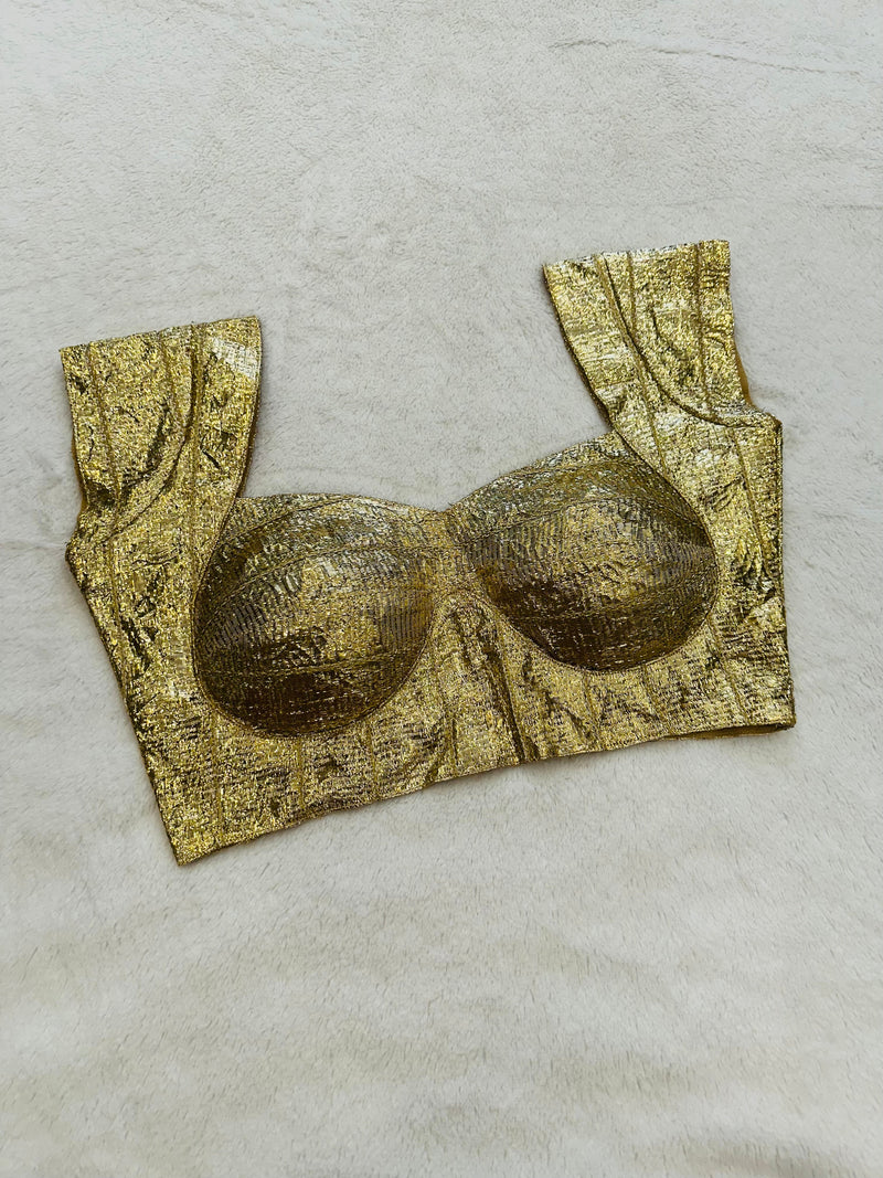 Gold Caps Sleeve Blouse