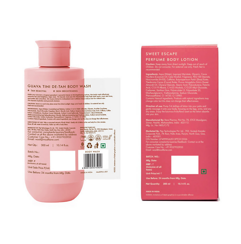 mCaffeine Pink Glow Set (Guava Body Wash & Sweet Escape Body Lotion)
