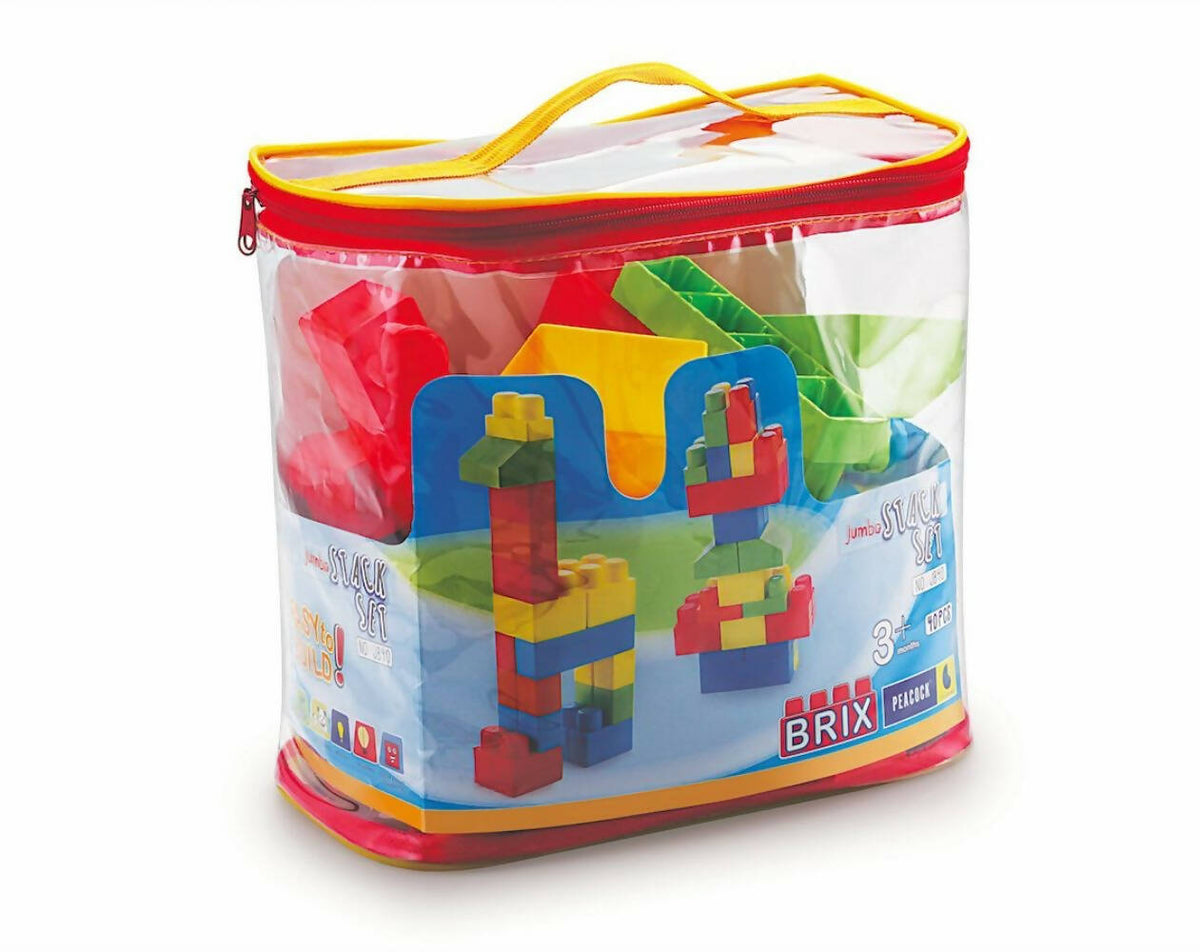 Peacock Learning & Educational Building Interlocking Blocks Set For Kids- Jumbo Brix 40