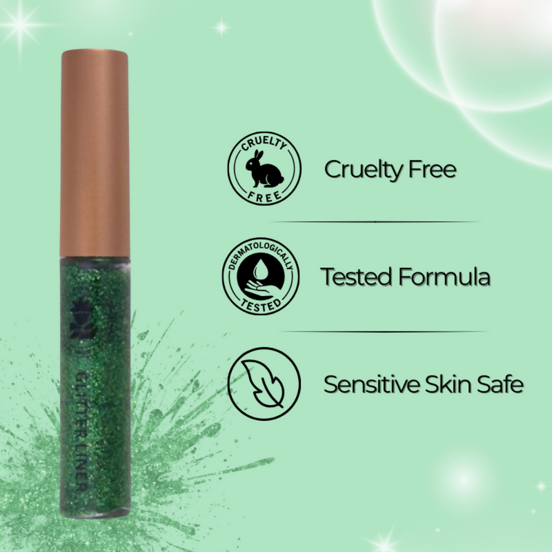 BOBI Glitter Eyeliner Green Diamond Sparkle Finish