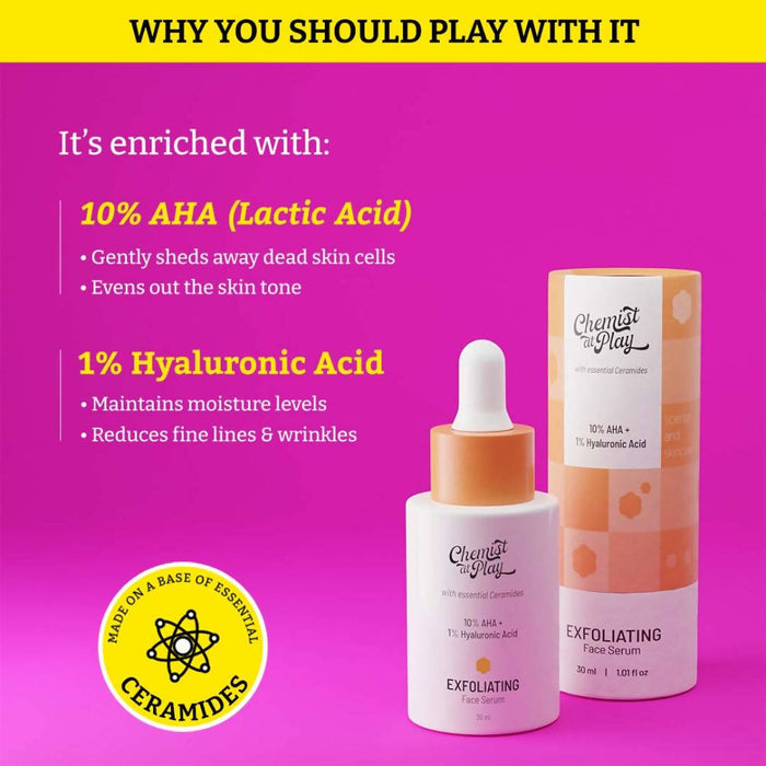 Chemist At Play Exfoliating Face Serum For Removes Dead Skin Cells, Provides Glow